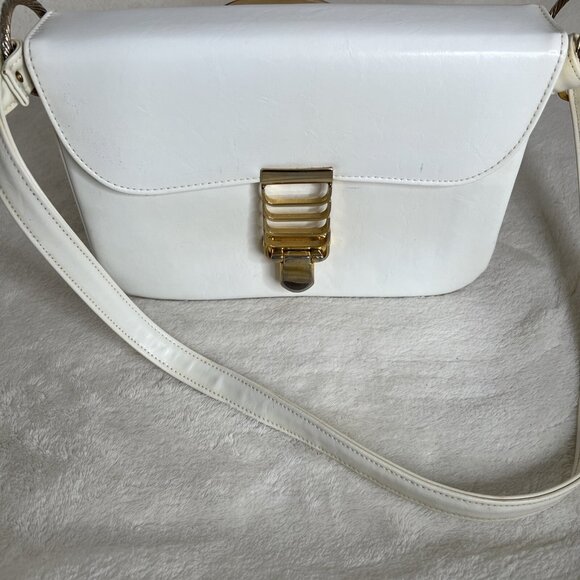 Robert Bestien Vintage White Faux Leather shoulder Adjustable Strap - Picture 2 of 12